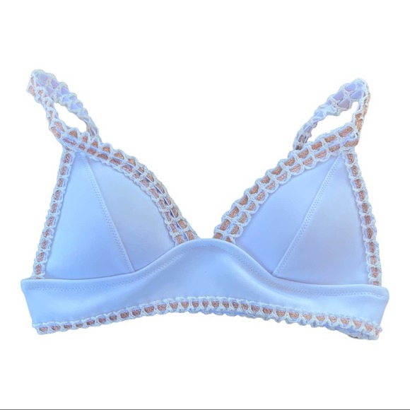 River Island Other - River Island White & Gold Crochet Detail Trim Bikini Top Swimsuit Size US 4